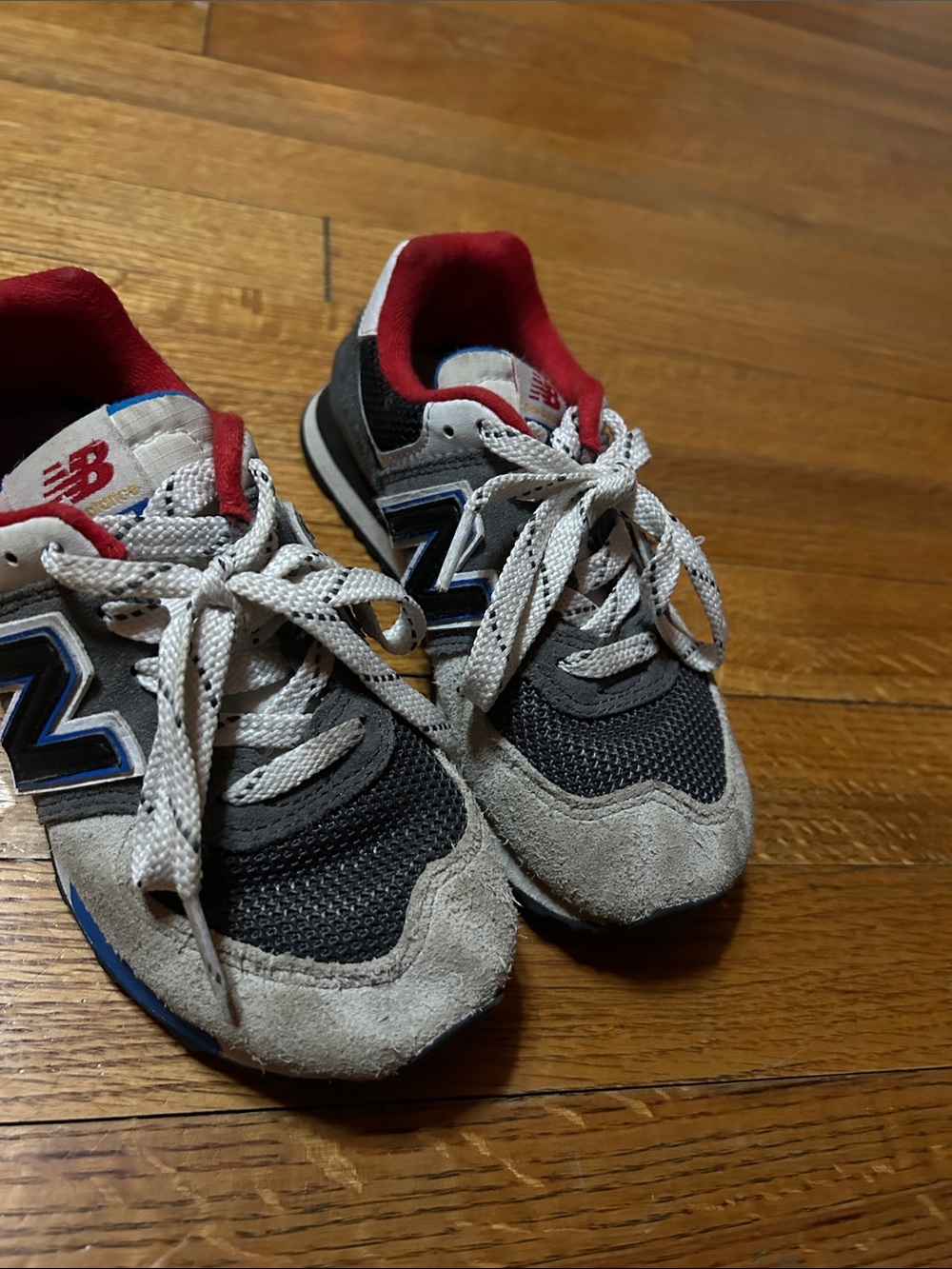 New Balance Kids Gray, Black and Red Sneakers